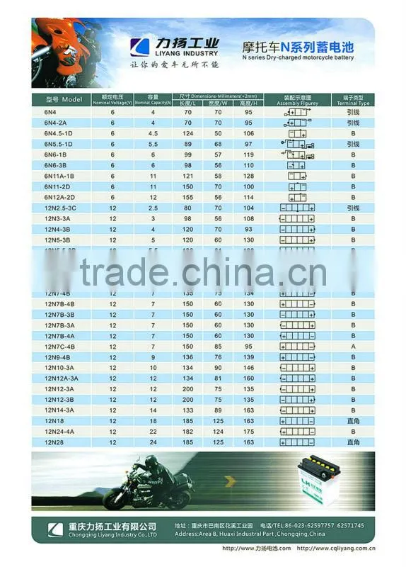 dry charged battery Batteries for Motorcycle YB4L-B 12V 4AH