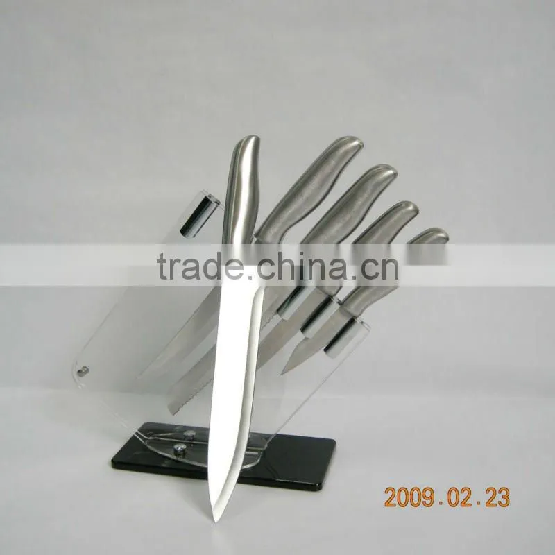 slip-proof hollow handle knife with acrylic knife stand