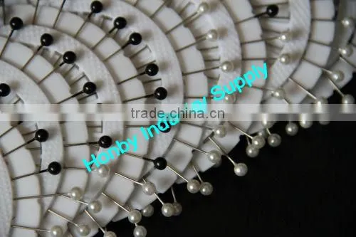 Wheel Package White & Black Color Pearl Head Sewing Pin