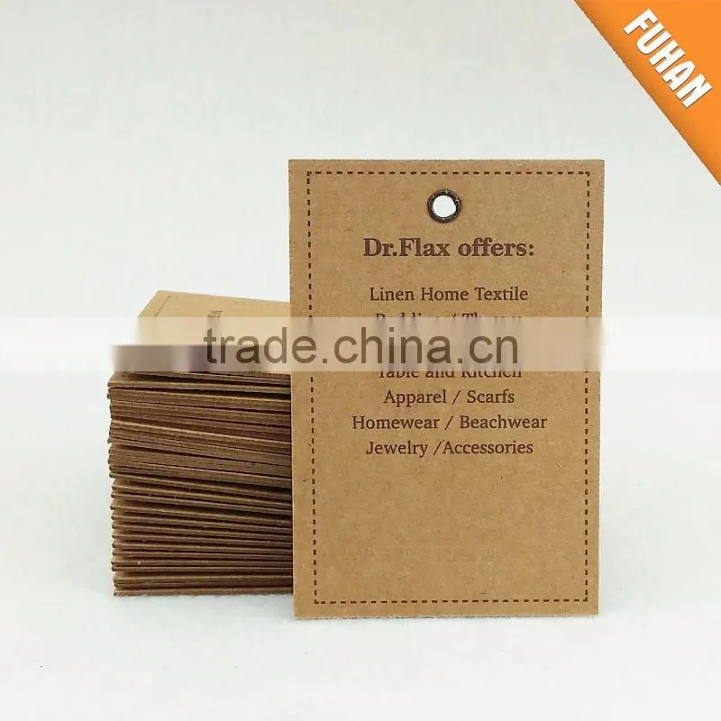 Top Quality Recycled Paper Hang Tag with Eyelet for Shoes/Garment/Bag