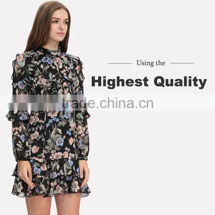 Guangzhou designer one piece floral midi dresses for women