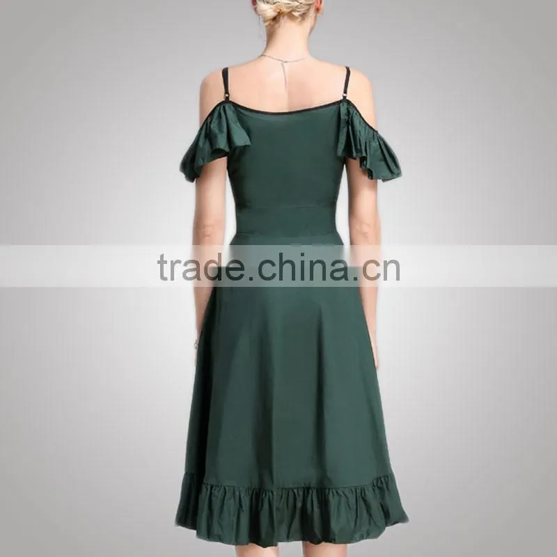 Fashion Design Classic Look Young Ladies Green Dress For Tall Women