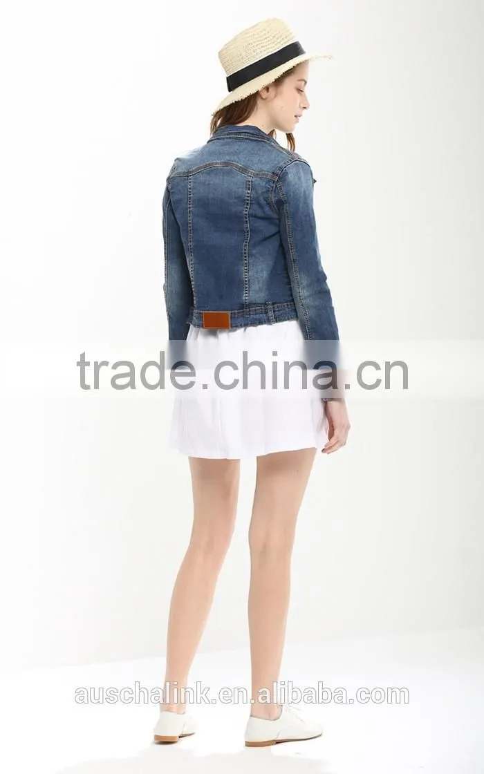 oem service korean style loose fancy short style denim jacket wholesale