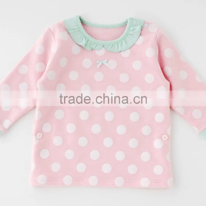 2PCS 100% Cotton High Quality Baby Frock Designs Pastel Polka Dot Kids Pajamas New Born Girls Baby Clothes