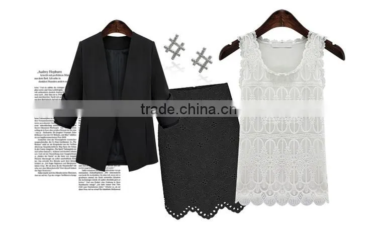 F20028B Large size women solid color petal vest