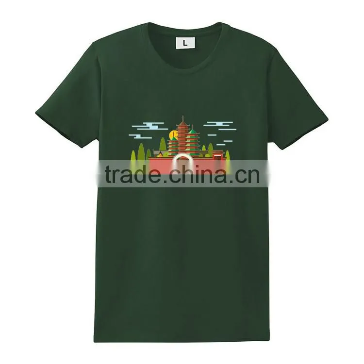 Rounded hem 60% cotton 40% polyester cheap printing muscle fit t shirt