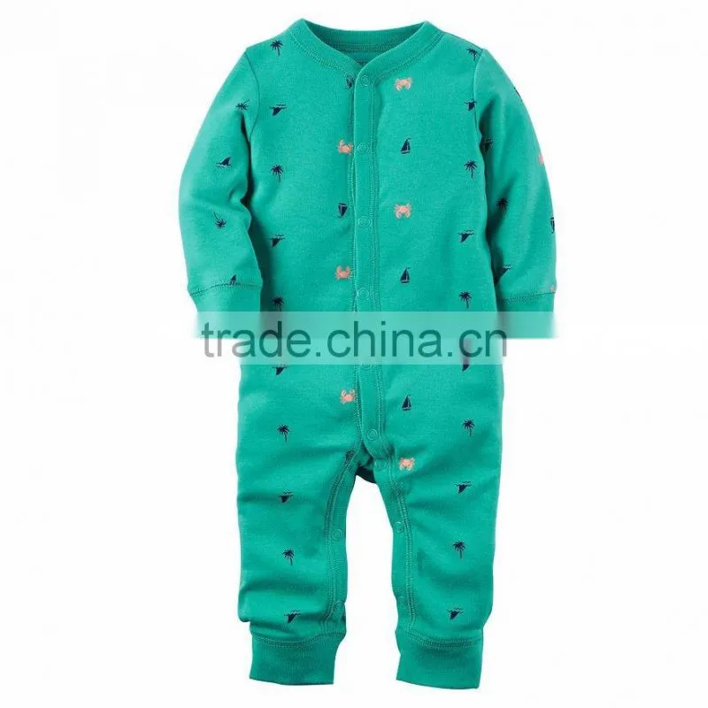 1524 OEM Baby clothes newborn boys 100% cotton print baby jumpsuit long sleeve Infants clothing& Toddlers baby onesie