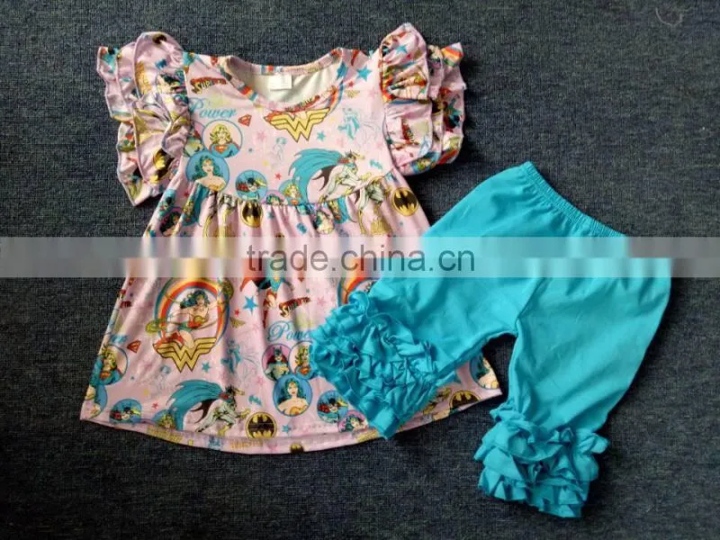 2017 hot sale girls summer outfits wholesale children's boutique clothing