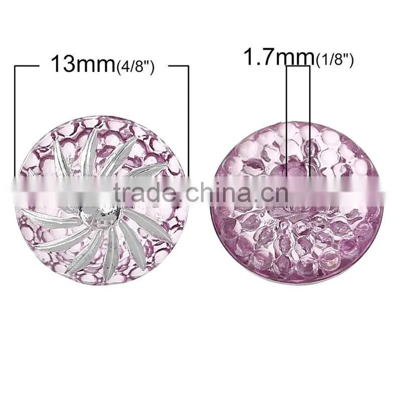 Wholesale Inlaid diamonds 13mm Flower Round Single Hole Acrylic Button for Making Jewelry