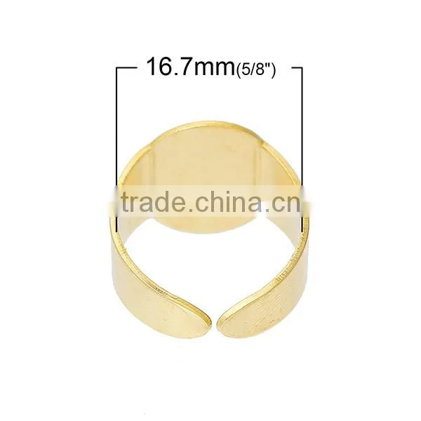 Brass Adjustable Ring Components Finger Ring Brass Tone Blank Cabochon Settings 16.7mm 20 PCs Ring Setting