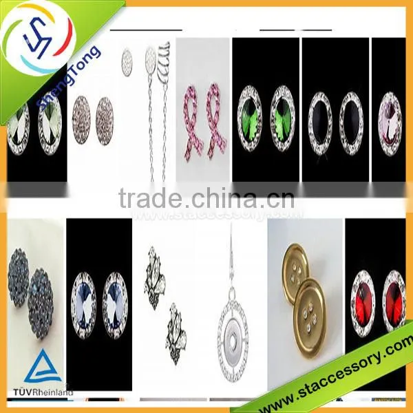 2015 Hot selling wholesale metal button earring rhinestone