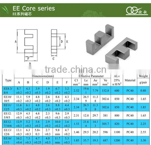 EE34 ferrite core 220V 12V ferrite sheet