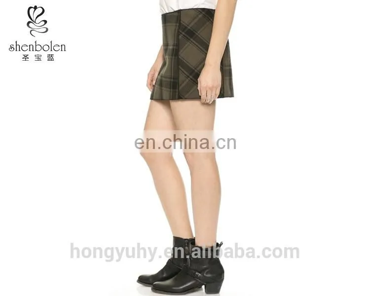 Cotton mini skirt, fashion girl's plaid mini skirt 2014