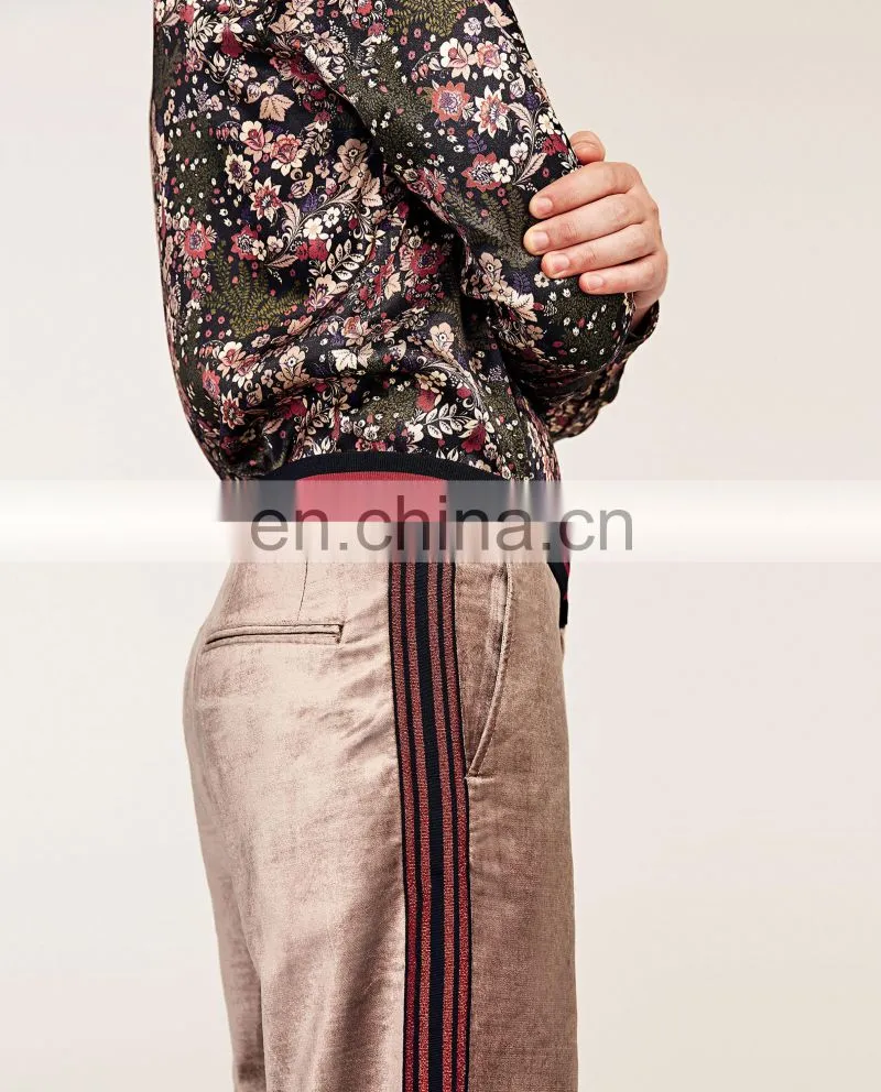 Wholesale Dongguan Custom Man Casual Velvet Trousers With Side Stripes