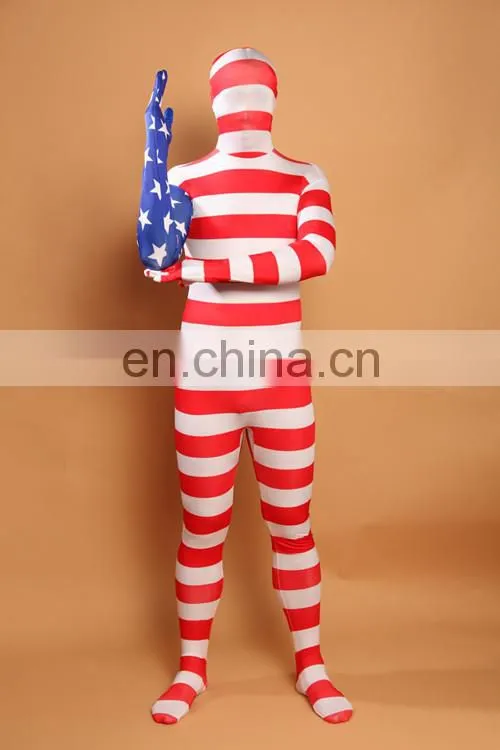 New American USA Team Flag Spandex Lycra Full Body Zentai Suits World Cup