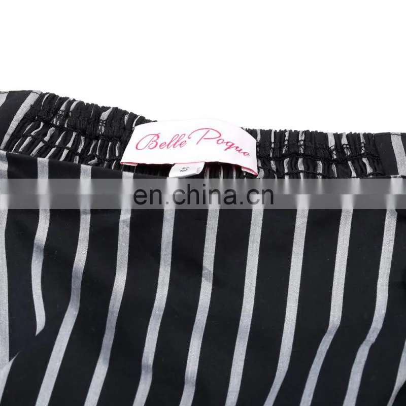 Belle Poque Striped Gathered Steampunk Vintage Gothic Style Black High-Low Skirt BP000345-2