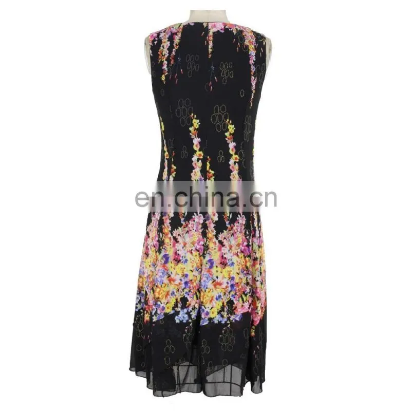 Floral Print Mesh Batik Dress Old Women Wear Guangzhou Designer