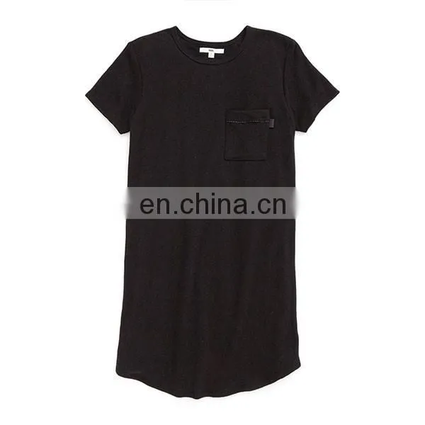 Sweet Black Color Plain T-shirt Dress Crewneck Short Sleeve Casual Women Dresses