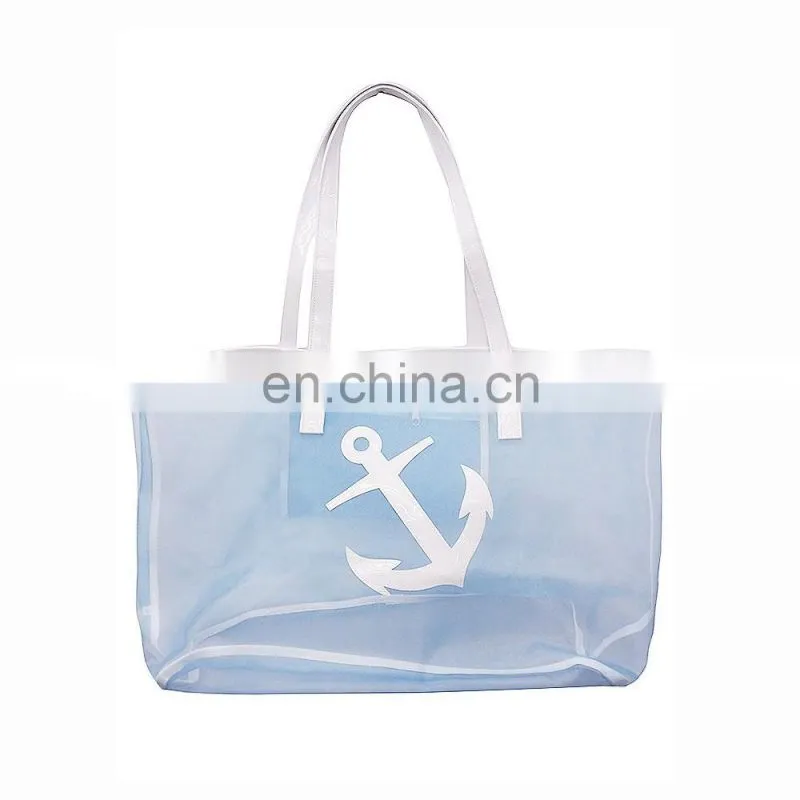 24x15 Inch Sea Life Anchor Print PVC Summer Beach Promotional Tote Bag