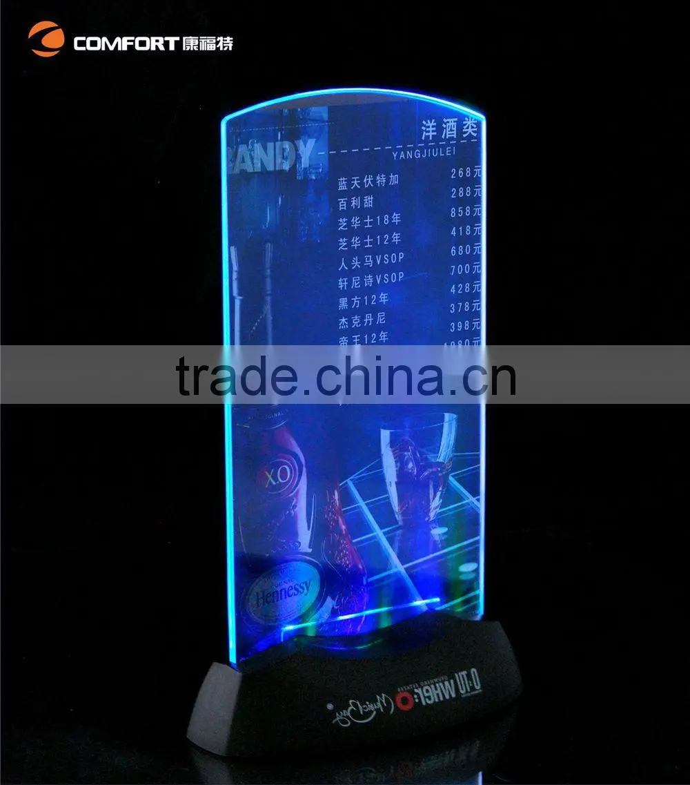 new 2015 product idea customized playing cards plastic led table tent