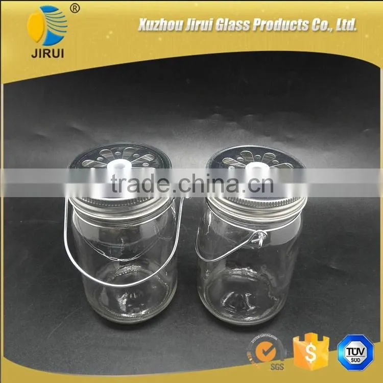 430ml Round Shape Clear Glass Mason Jar with Iron Wire