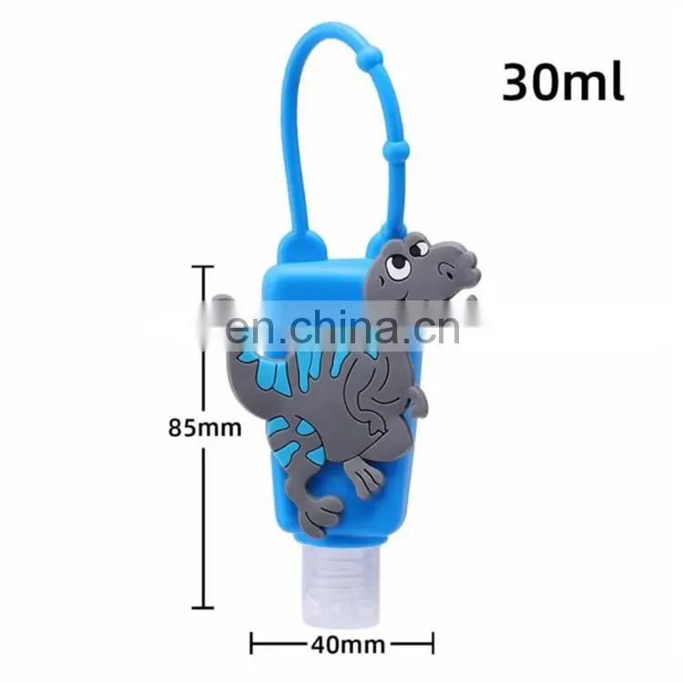 Cute Portable 30ML Plastic Empty Hand Sanitizer Bottle with Silicone Holder