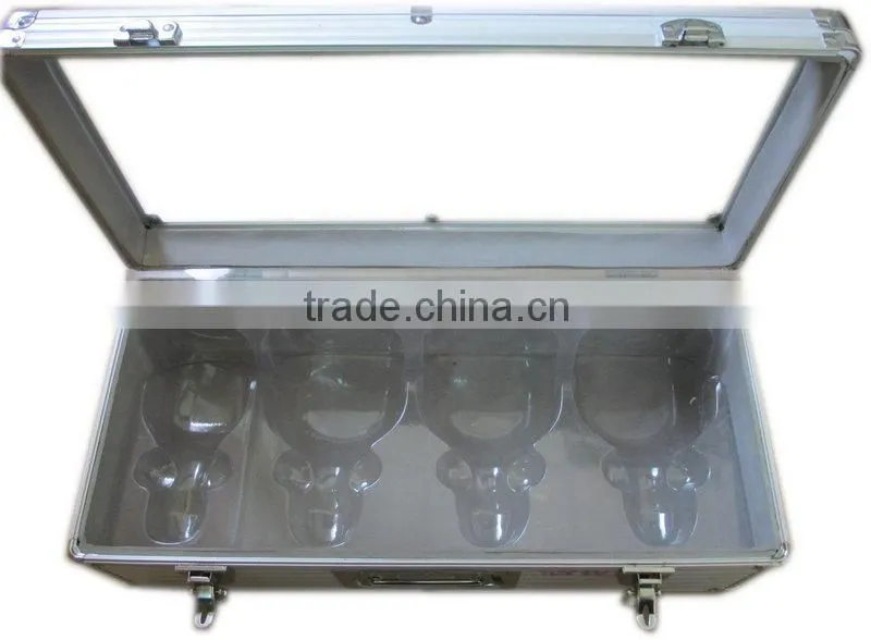 aluminum profile fireproof shell aluminum wine bottle display case with lock and handle