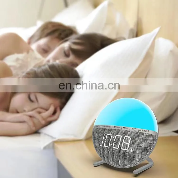 Colorful Round Sleep Lamp Bedside Electronic Clock Led Night Light Atmosphere Digital Alarm Clock