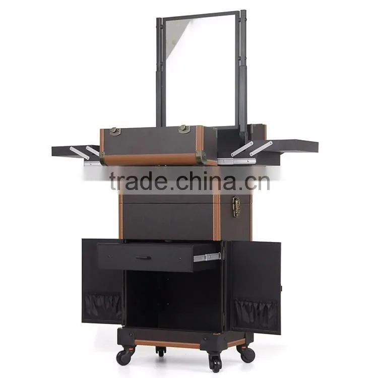Guangzhou Best Selling lighted cosmetic case with mirror make up case makeup organizer with stand