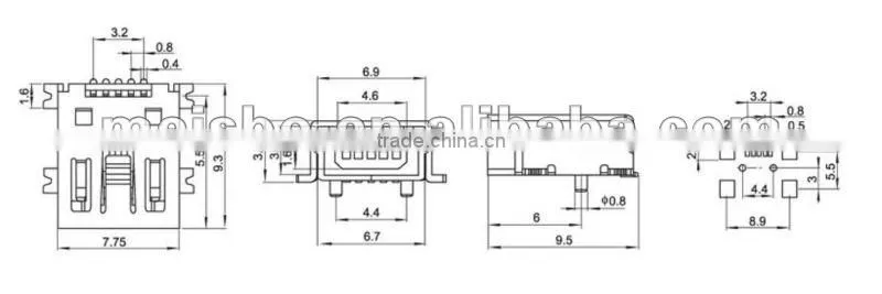 CE 0.5a mini usb to jack female