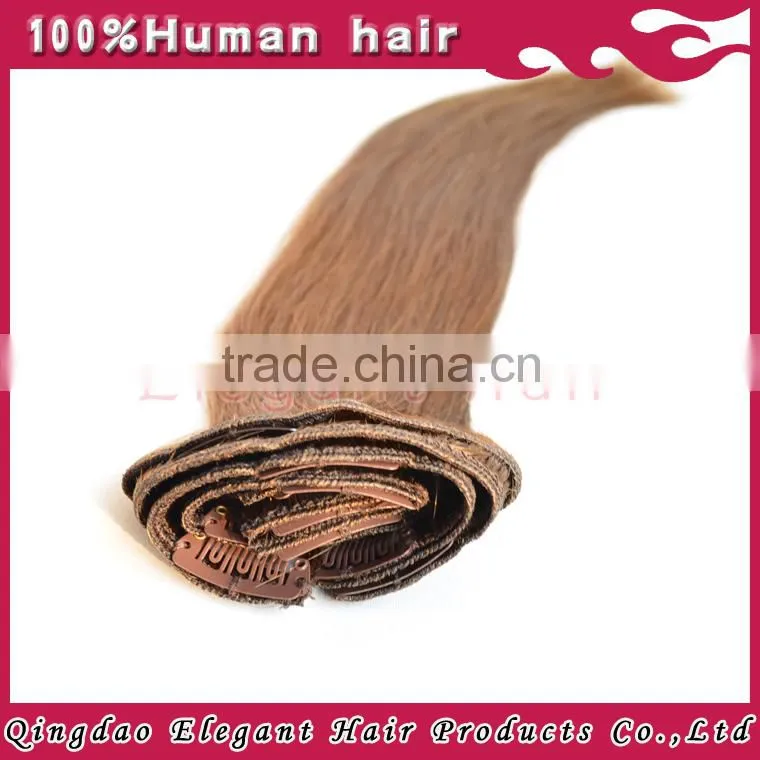 Promotion wholesale price silky straight 6A clip in human hair extensions 300g