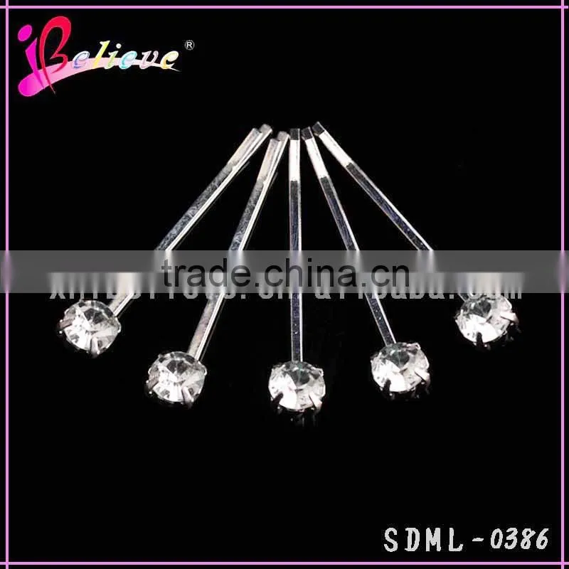 Budget kids hairpins wholesale mini metal pins,cheap hair pins with fake rhinestone