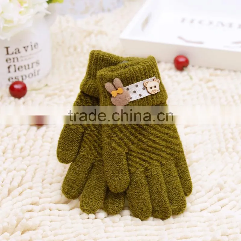Children warm Cartoon knitted gloves, Full Finger lovely gloves