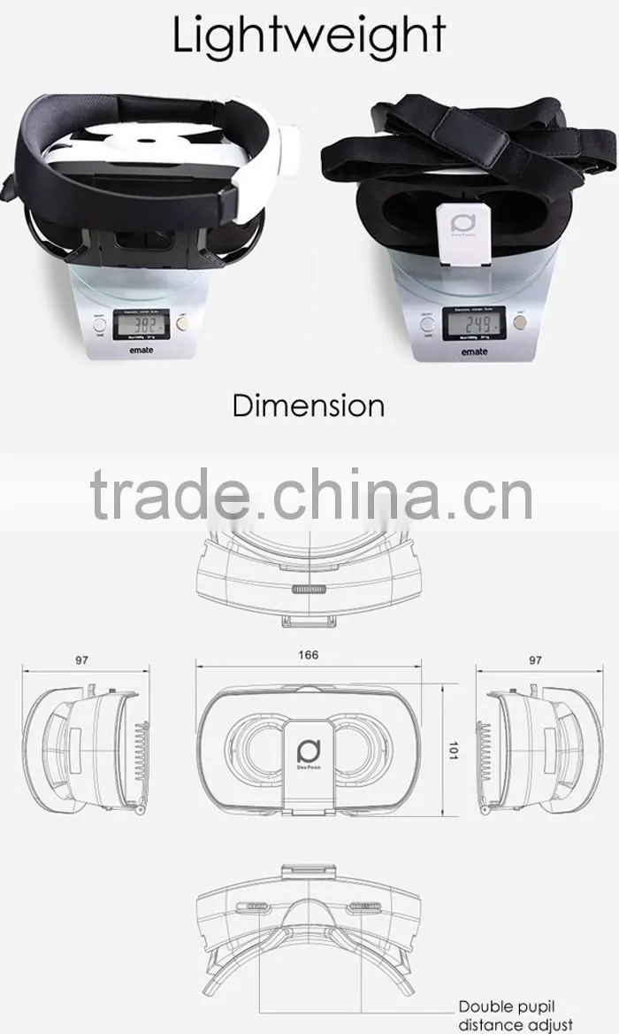 96 degree 3d glasses virtual reality vr box vr Deepoon V3 headset 3d vr box glasses with a high immersion from Smofit