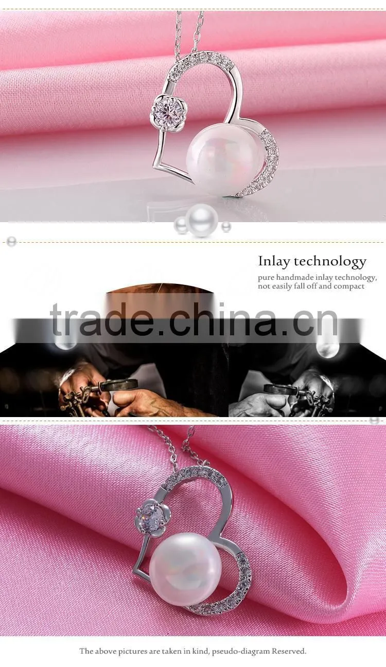 Attractive Platinum Plated Imitation Pearl Mounting Best Friend Heart Pendant