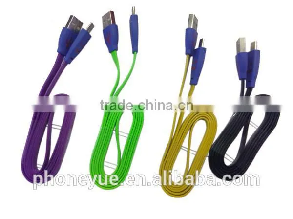 funny 22awg smile face led light usb cable for mobile phone