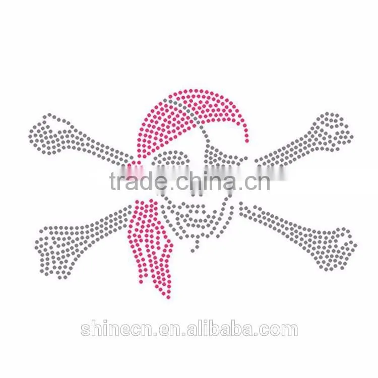 2016 Korean New design Skull design motif Middle east quality Fashion customized rhinestone heat transfer motif wholesale