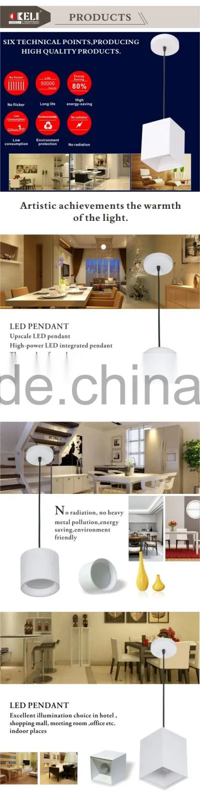 Thick and thin cylinder shape hanging led pendant lamp