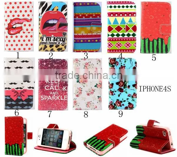 Retail Packing leather phone case for iPhone 4 4S