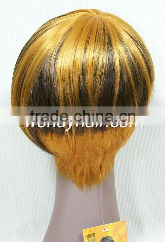 Synthetic wigs with bangs for small head