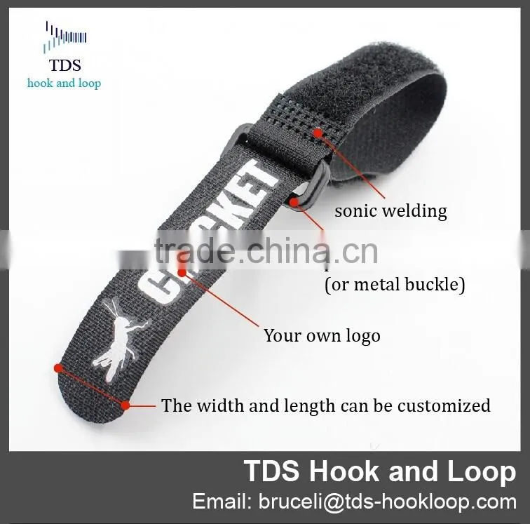 adjustable custom logo hook and loop fastening buckle strap