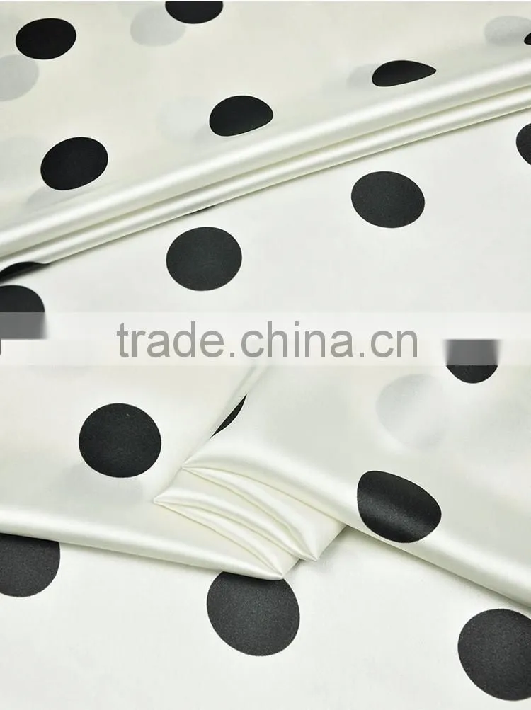stretch satin printed silk fabric Wave dot pattern