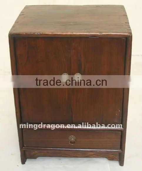 Chinese Antique Old Wood Colour bedside cabinet with one drawer two door 38*33*51cm