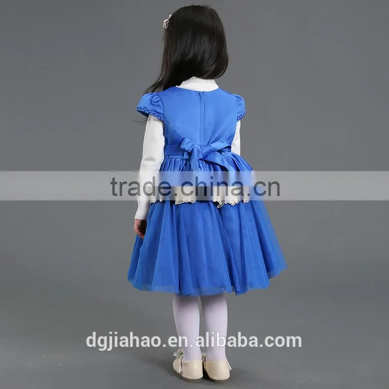 Wholesale fashion new design embroidery royal blue party children frocks designs