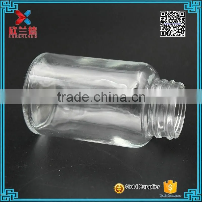 clear round medicinal alcohol glass bottle with white cap130ml