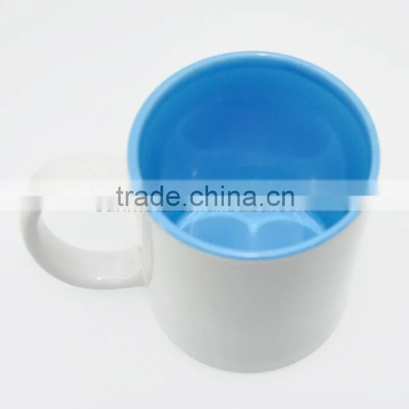 Yiwu professional sublimation ceramic mug manufactory with lowest price 11oz sublimation inner & handle color mug red