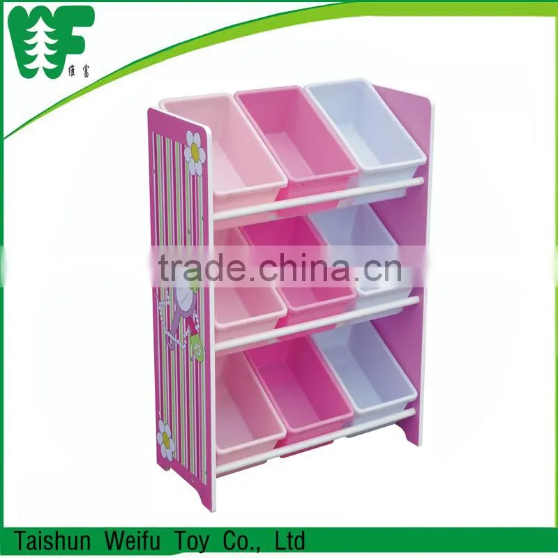 Wooden kids Toy Plastic Storage Shelf