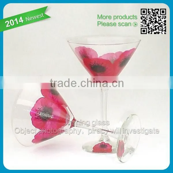 Martini Bright Cocktail Red Paint Margarita Hand Painted Glass Wedding Gift