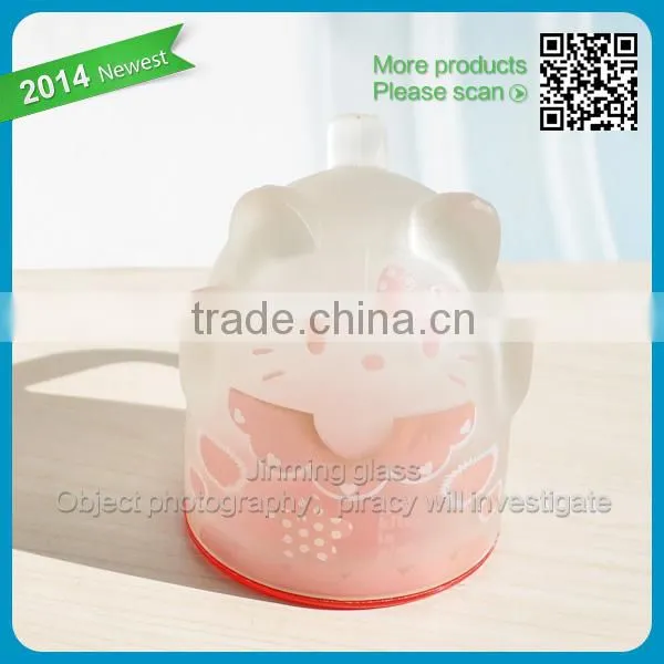 Cat Shape Cartoon Glass Mug Children Favor Milk Glass Cup Safety Handle Cat Cartoon Mug