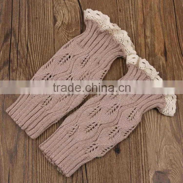 Europe and America Style Lovely Leaves Boot Socks Hollow Diamond Lace Boots Socks